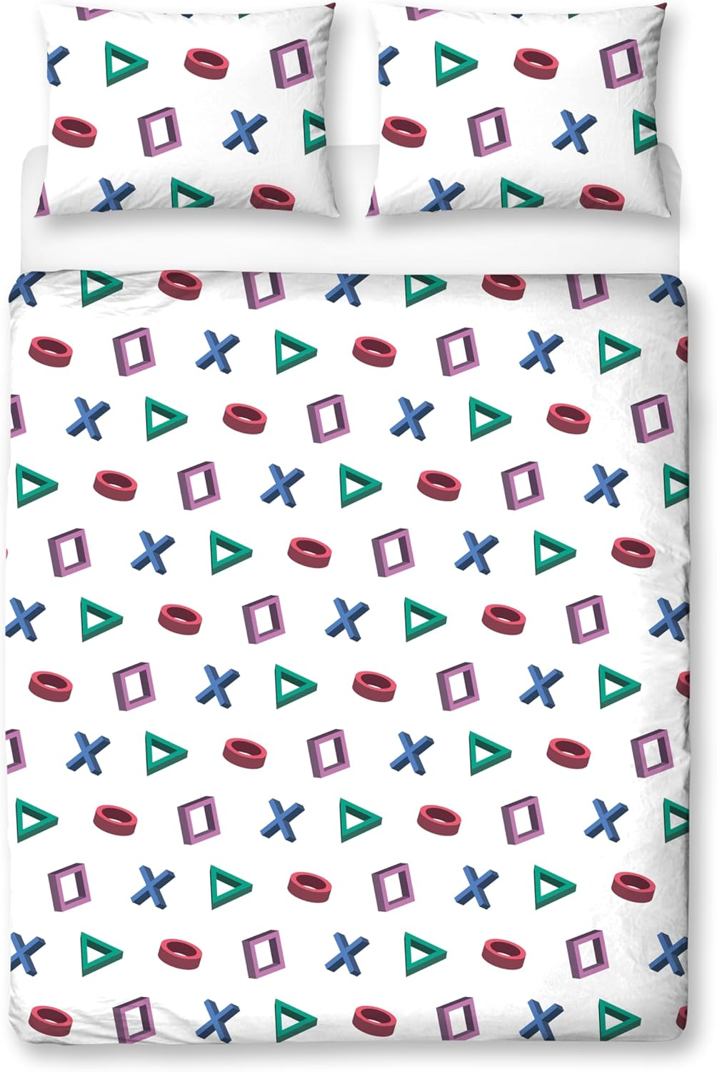 Official Playstation Double Duvet Cover Set | Abstract Design Reversible 2 Sided Bedding Including Matching Pillow Cases | Gaming Black Double Bed Set image number 1