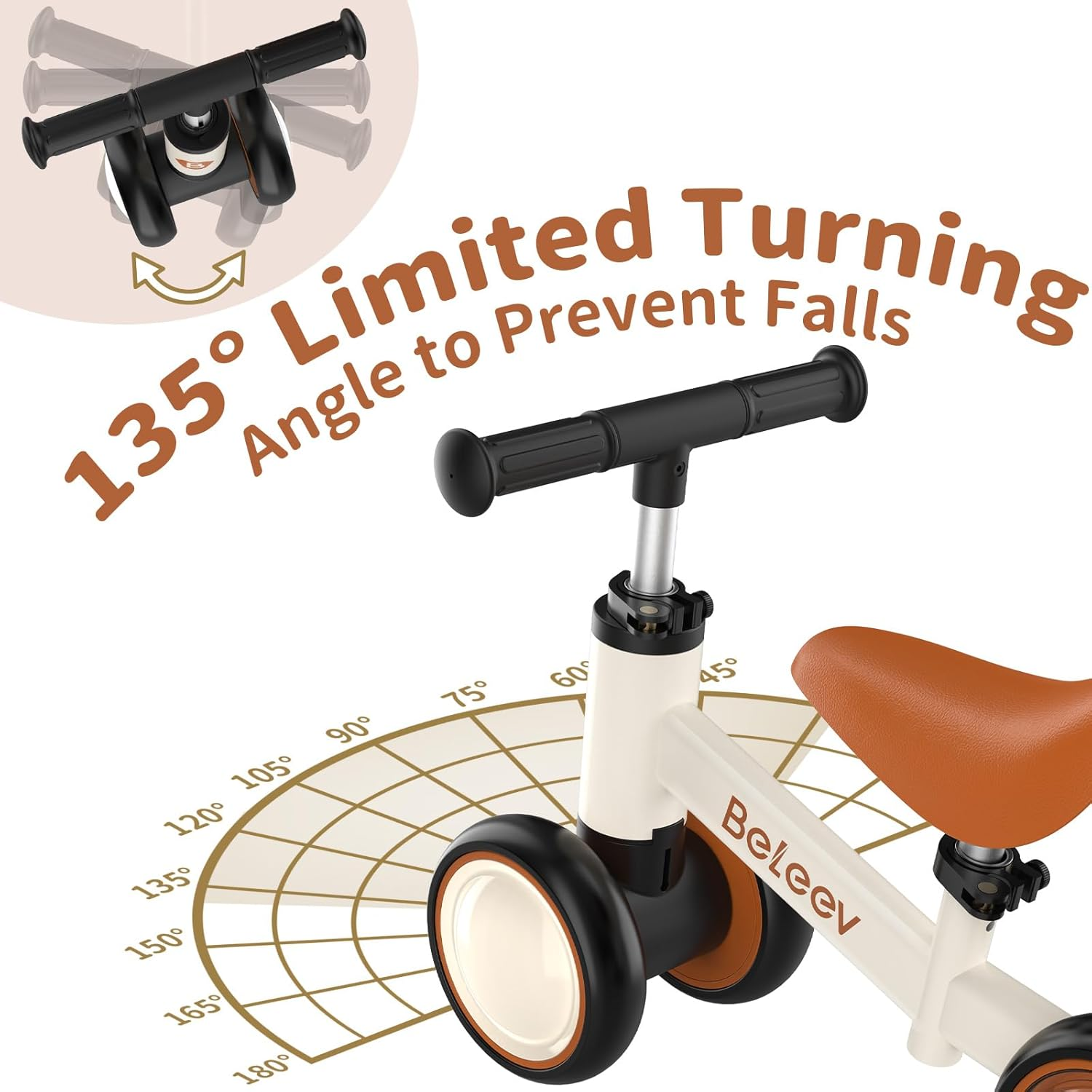 BELEEV B3 Colorful Lighting Balance Bike for 1-3 Year Old Boy Girl, Light-Up Wheels, Adjustable Seat & Handlebar, 135&deg; Safe Limited Steer, Soft Seat, Toddler Baby Bike First Birthday Gift 10-36 Month image number 5