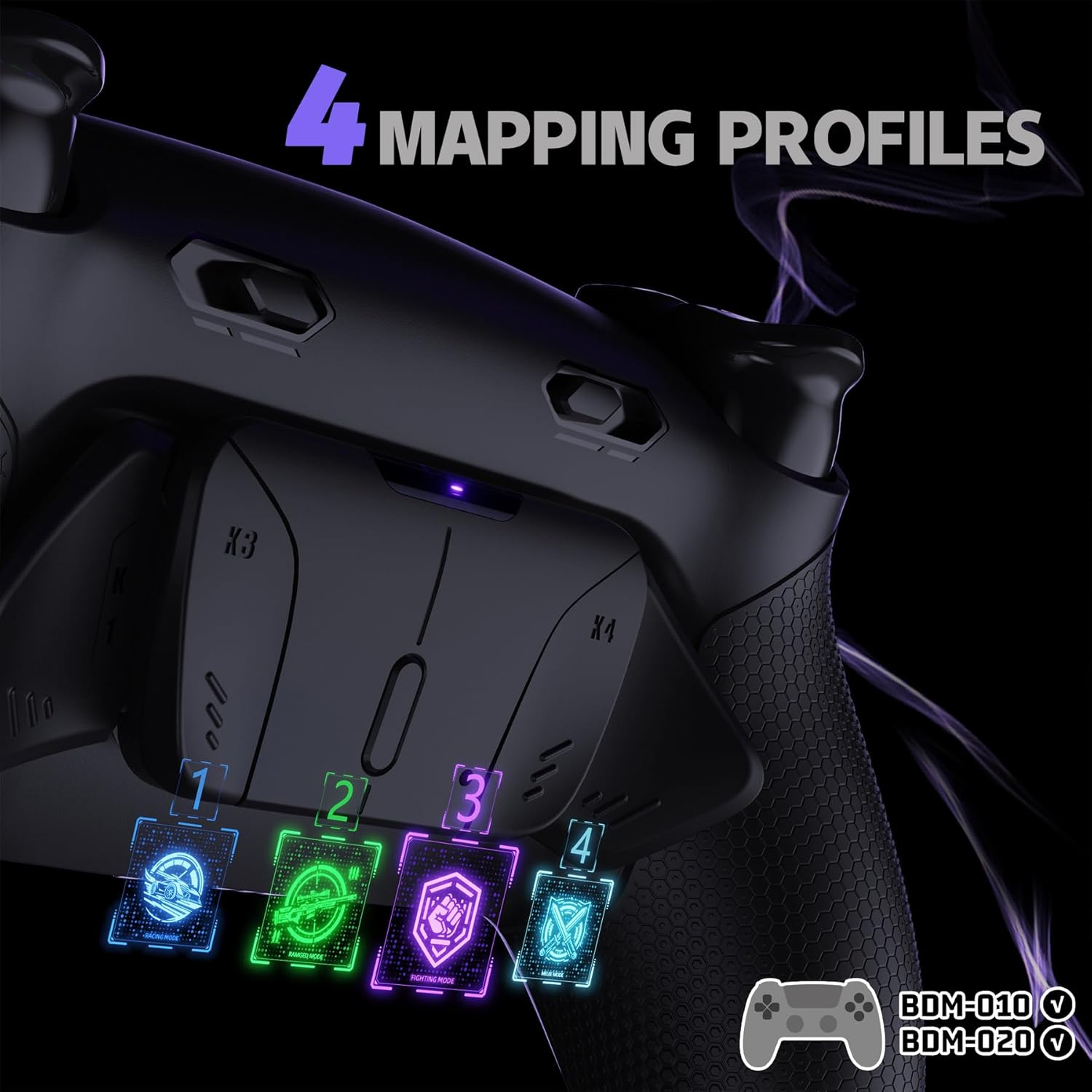 Extremerate RISE4 plus MAX Back Paddles Kit with Clicky Trigger Stops & Rubberized Grip for PS5 Controller BDM-010 020, Remappable Back Buttons Kit for PS5 Controller - Black - NO Controller image number 6