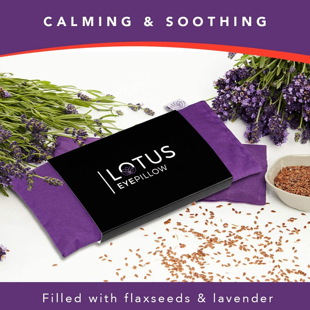 Lotus Weighted Lavender Eye Pillow - Purple Eye Mask for Sleep & Meditation - Aromatherapy Yoga Pillow with Flaxseed - Hot or Cold Compress for Headache & Eye Relief image number 5