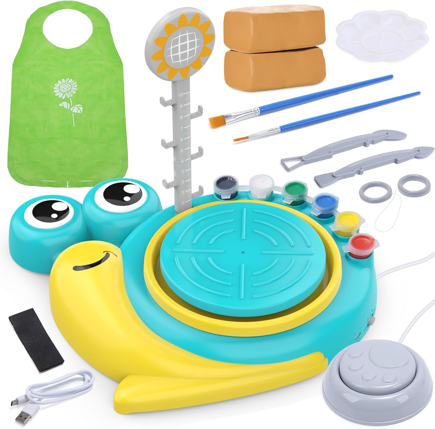 Skirfy Pottery Wheel for Kids, Kids Toys, Painting Kit-Clay Sculpting Tools, Birthday Gift Boys Girls Toy, DIY Kits Clay Maker for Beginners with 6 Packs Clays, Art&Crafts Kits for Kids Ages 8-12 image number 2