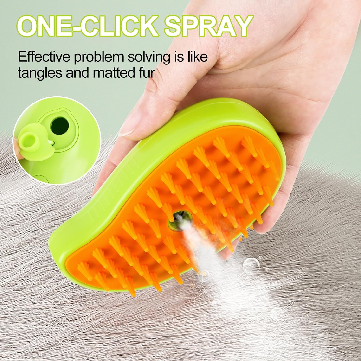 Steamy Cat Brush - 3 in 1 Cat Steamer Brush, Cat Spray Massage Comb, Multifunctional Dog Steamer Brush, Cat Grooming Brush, Pet Hair Removal Comb for Cat (Green) image number 1
