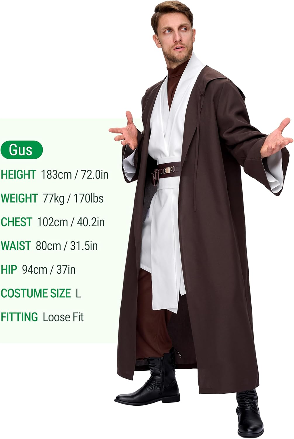 Spooktacular Creations Men'S Tunic Costume, Tunic Hooded Robe for Adult Halloween Costume image number 2