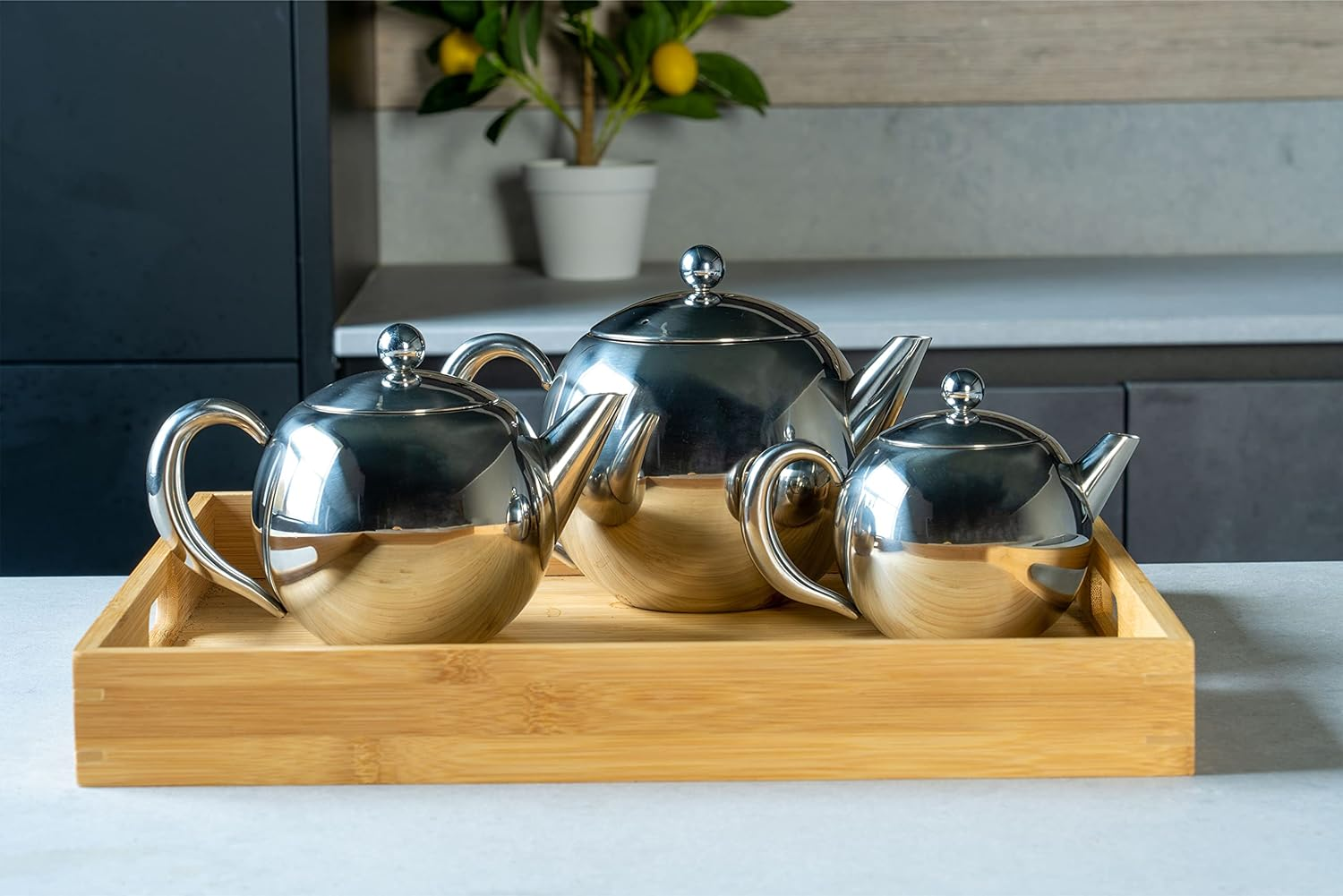 Caf&eacute; Ol&eacute; Grunwerg Rondo Teapot with Infuser - 18/10 Stainless Steel, 17 Oz, 500 Ml image number 1