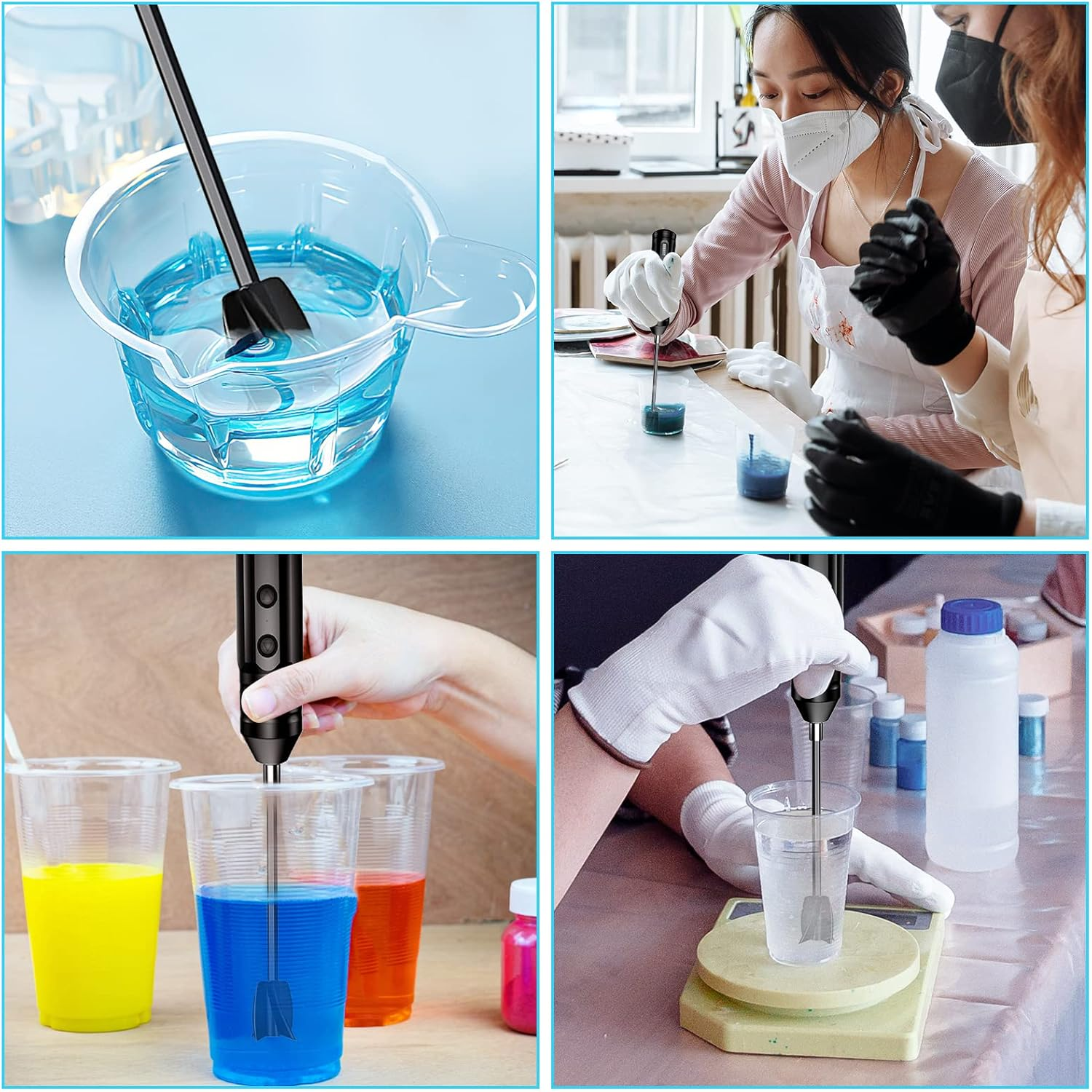 Epoxy Resin Mixer with 2 PCS Epoxy Mixer Paddles, Rechargeable Powerful and Slow Motor for Epoxy Resin, Silicone, Paint Mixing, without Bubbles DIY Crafts Tumbler Jewelry Resin Casting image number 6