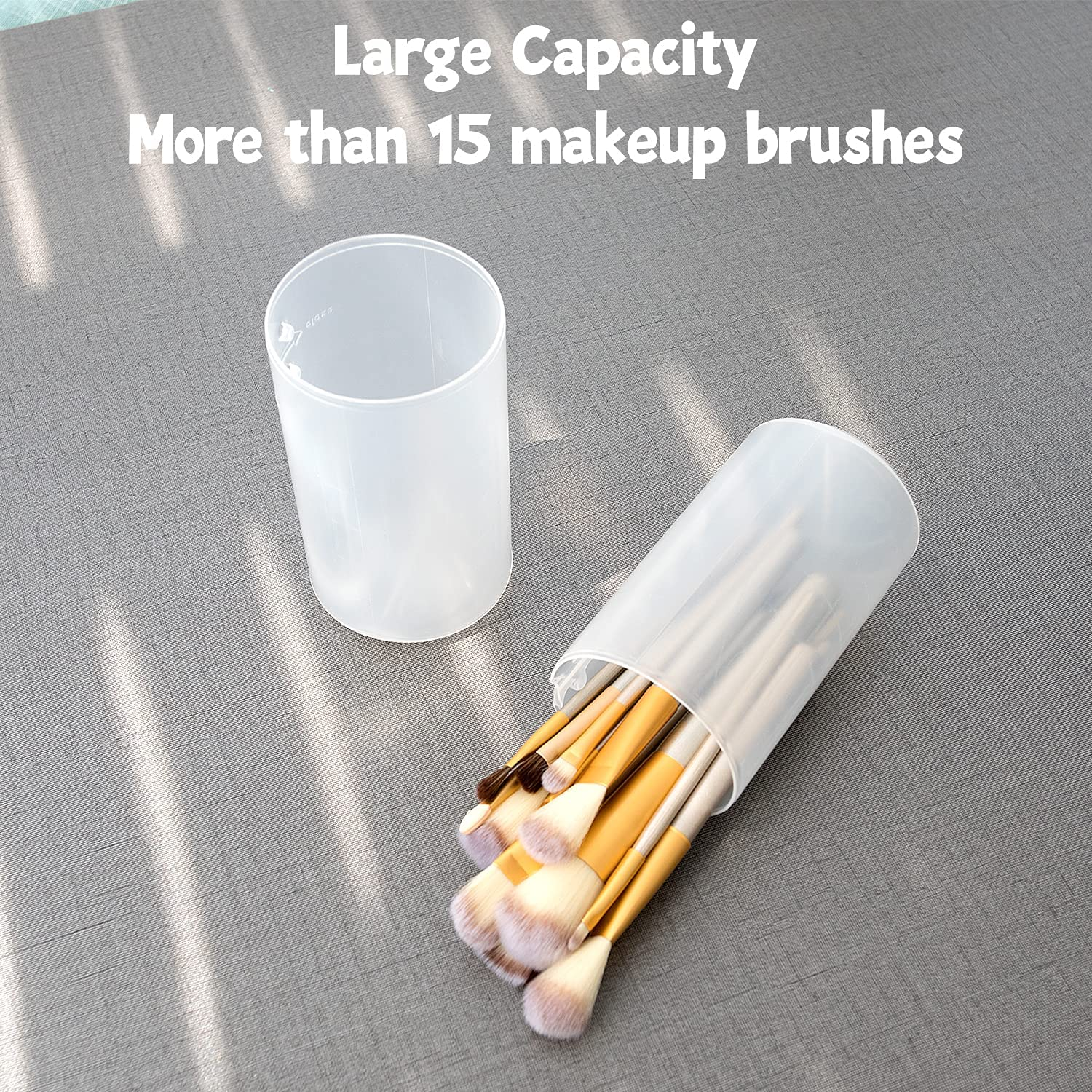 OCHEAL Retractable Makeup Brush Holders, Brushes Organizer Plastic Clear Travel Makeup Brush Case Brushes Container Cup Dustproof Storage for Women and Girls Makeup Artist - Transparent image number 2