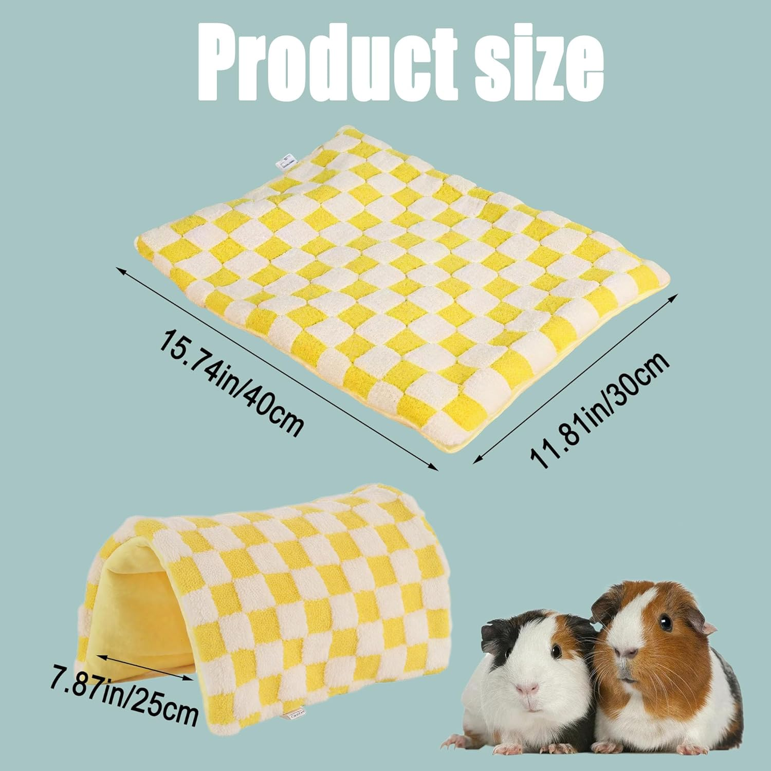 LONGHAO Washable Guinea Pig Cave Hideout, Guinea Pig Bed, Accessories for Small Pets, Chinchillas, Hamsters, Hedgehogs, Ferrets, Rats (Yellow, 40 X 30 Cm)