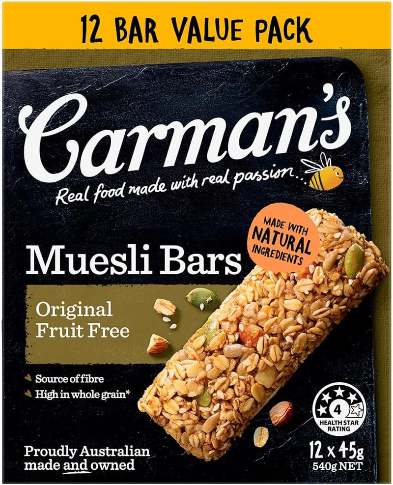 Carman'S Muesli Bars Original Fruit Free Value Pack 3X540G (Pack of 36) image number 1
