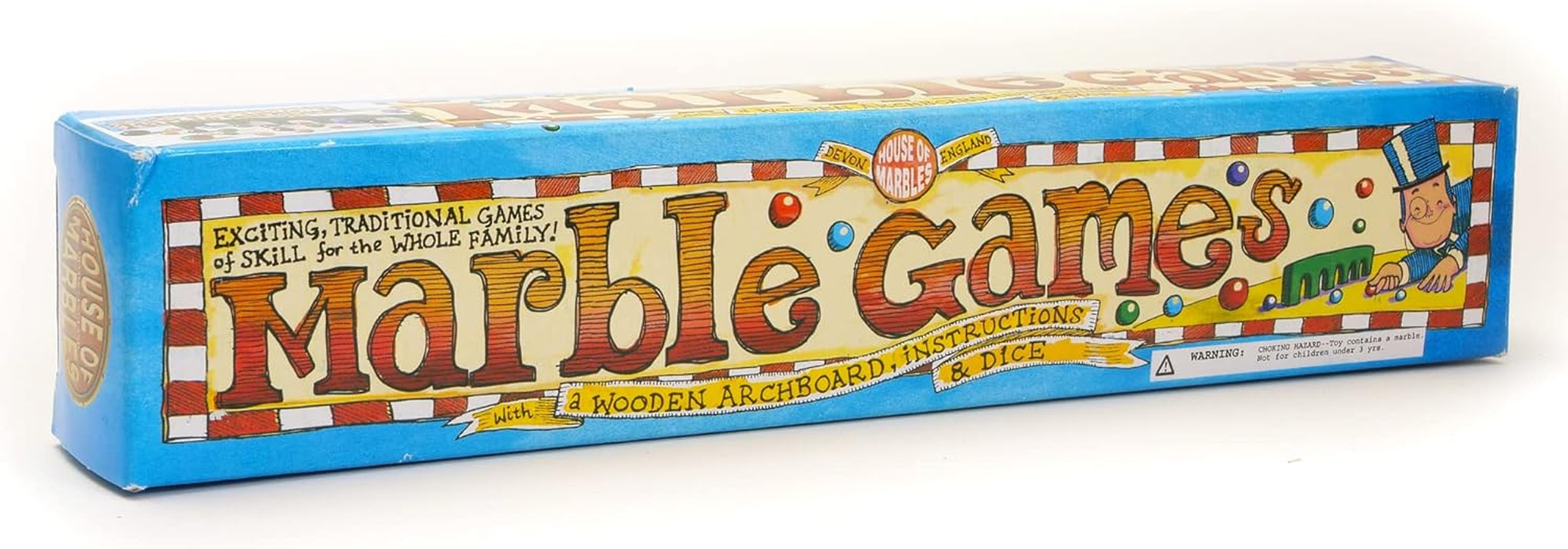 House of Marbles Traditional Marble Games with X25 Assorted Marbles, Wooden Arch, Dice and Instructions for Retro Family Educational Learning Play as a Table Game or Classic Pastime image number 2