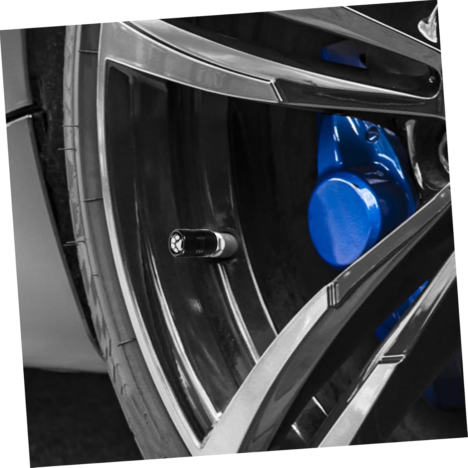 PLAFOPE Tire Valve Stem Caps Black with Paw Print Metal Valve Covers Universal Truck Car Tyre Rim Stem Caps Automotive Wheel Accessories