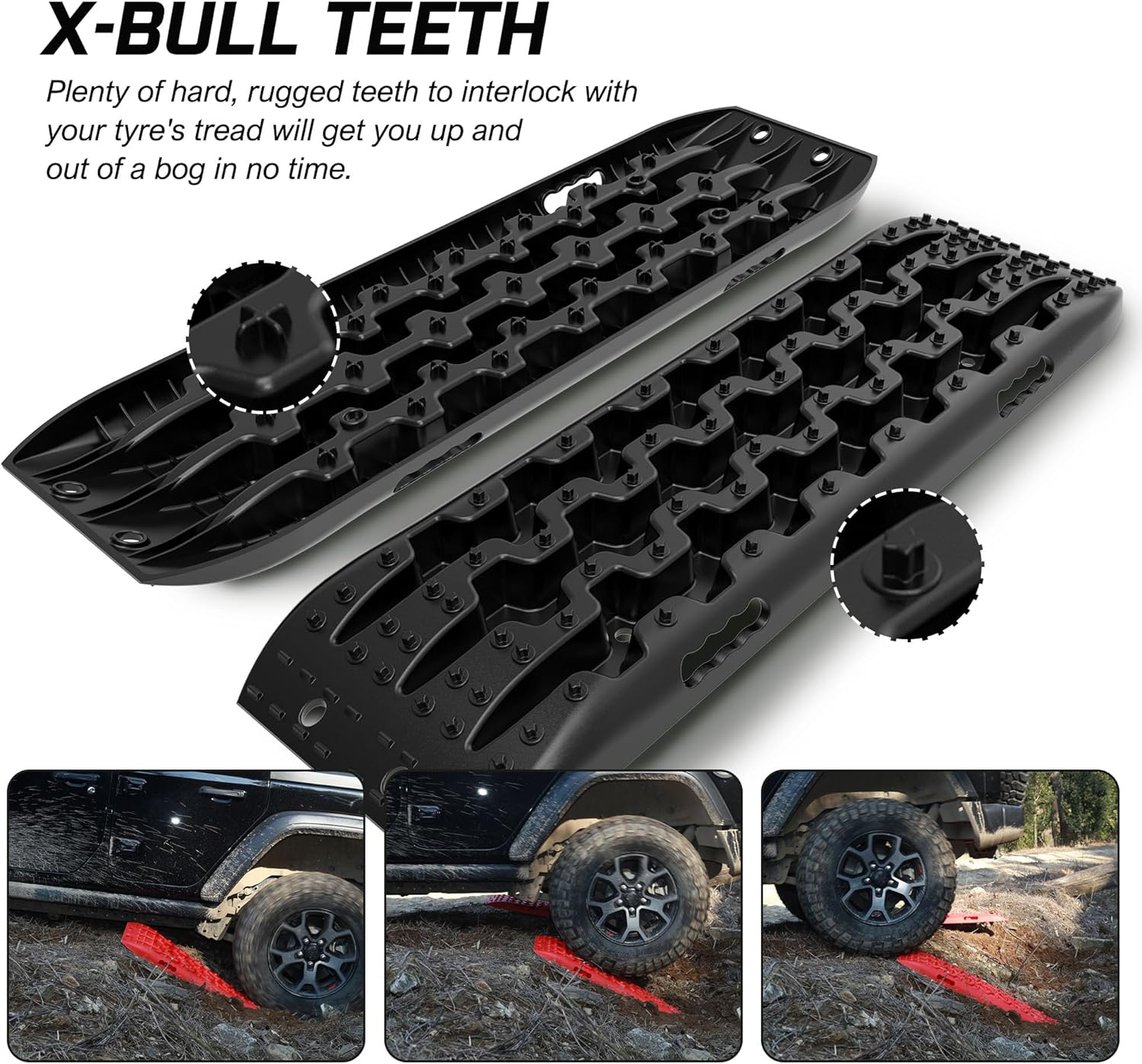 X-BULL Recovery Tracks with Bag Sand Ice Mud Tracks off Road 10T 4WD 4X4 4WD Black image number 4