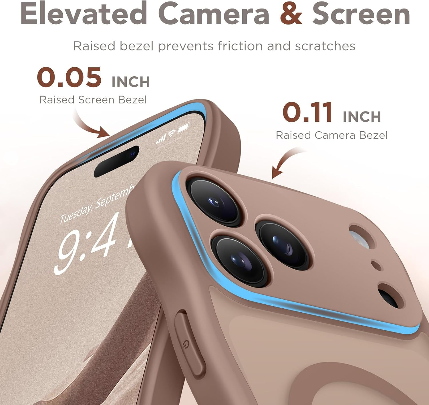 CAPRARO Magnetic for Iphone 17 Pro Max Case for Women Girls, Upgraded [Full Camera Protection] [Compatible with Magsafe] Cute Wave Translucent Matte Phone Case for Iphone 17 Pro Max, Brown image number 3