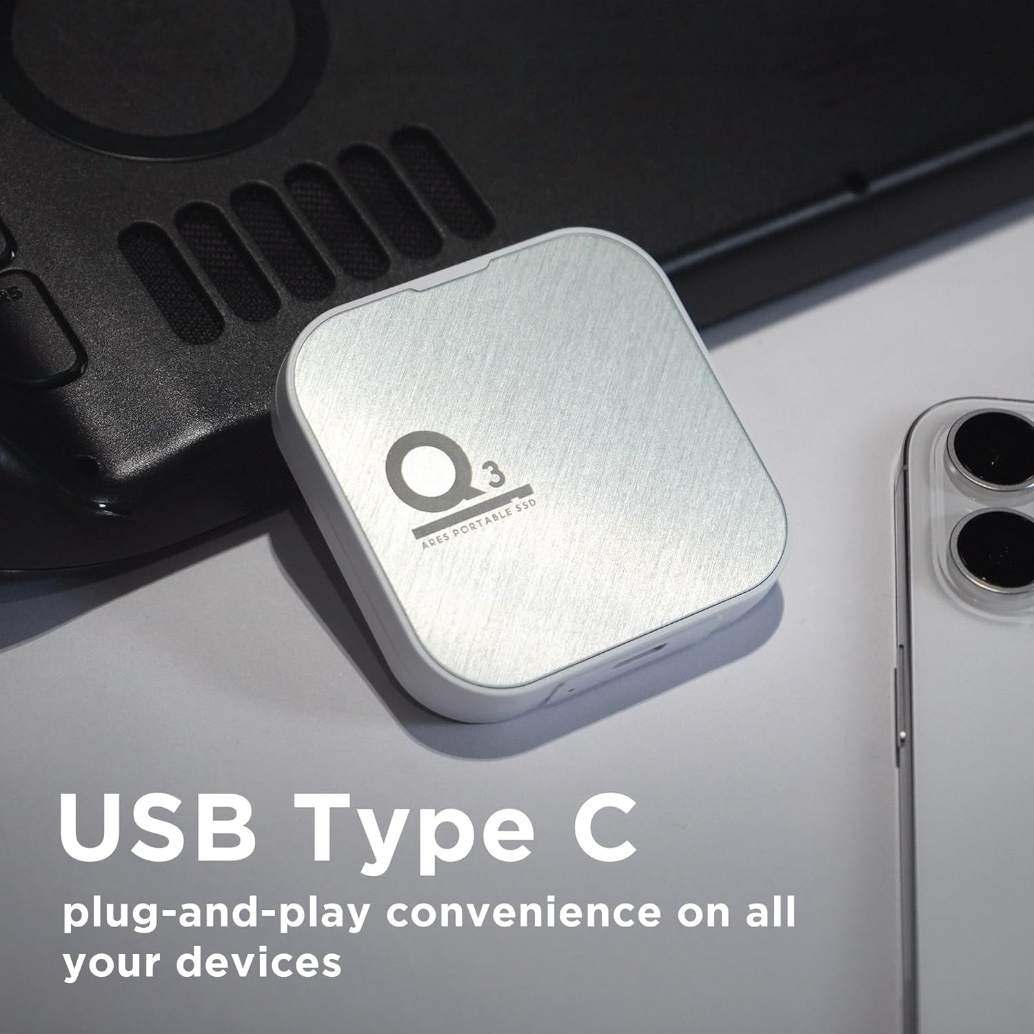 DATO Magnetic External SSD 1TB, External Solid State Drive Portable SSD USB 3.2 Gen 2X2, up to 1600/1500 Mb/S, Type-C 4K Prores HDR Record, Compatible with Iphone 15&16 Pro Max - ARES Q3 Series image number 1