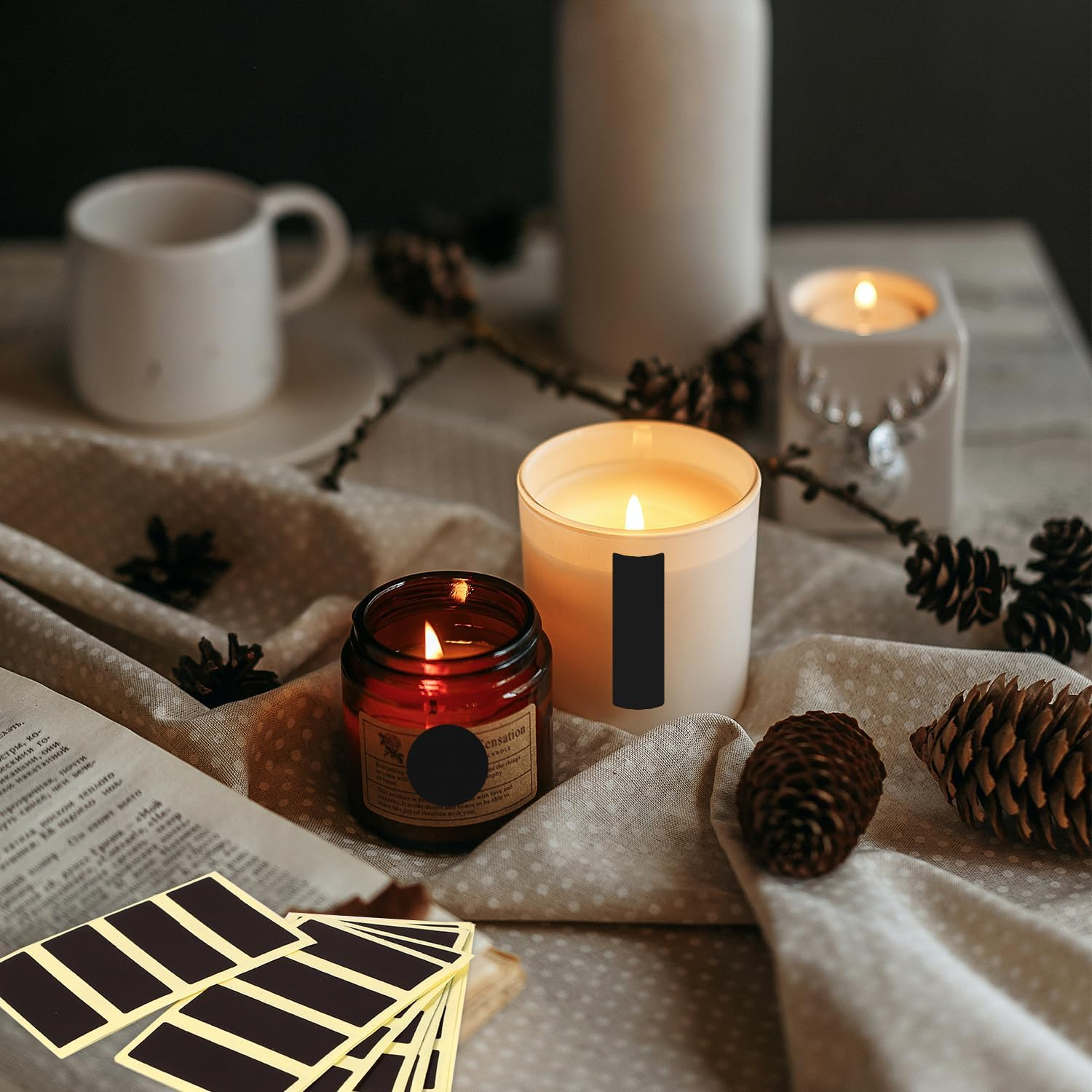 120Pcs Match Striker Papers with Adhesive, 60 round and 60 Rectangle Match Striker Stickers Match Striker Paper Sheets for Match Rack Cymbal Paper Replacement (Black) - Brown image number 2