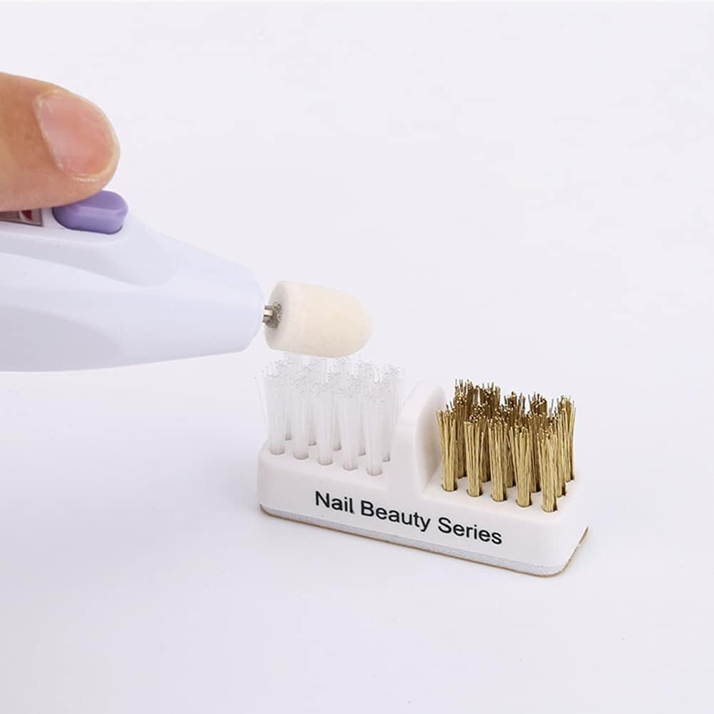 8 Pieces Nail Art Drill Bit Cleaning Brush Drill Bit Cleaner Nail Drill Bit Cleanser Nail Drill Head Cleaner Nail Art Drill Bit Brush Drill Head Dual Brush for Nail Salon or Home Use, White image number 1