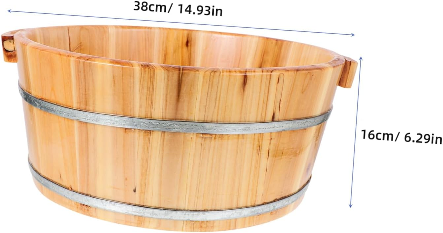 Ipetboom Wooden Foot Bath Bucket, 36Cm Wood Foot Tub for Soaking Feet Pedicure Bowl Spa Foot Massage Pedicure Barrel round Foot Bath Basin Foot Soak Tub Pan for Home Sauna image number 5