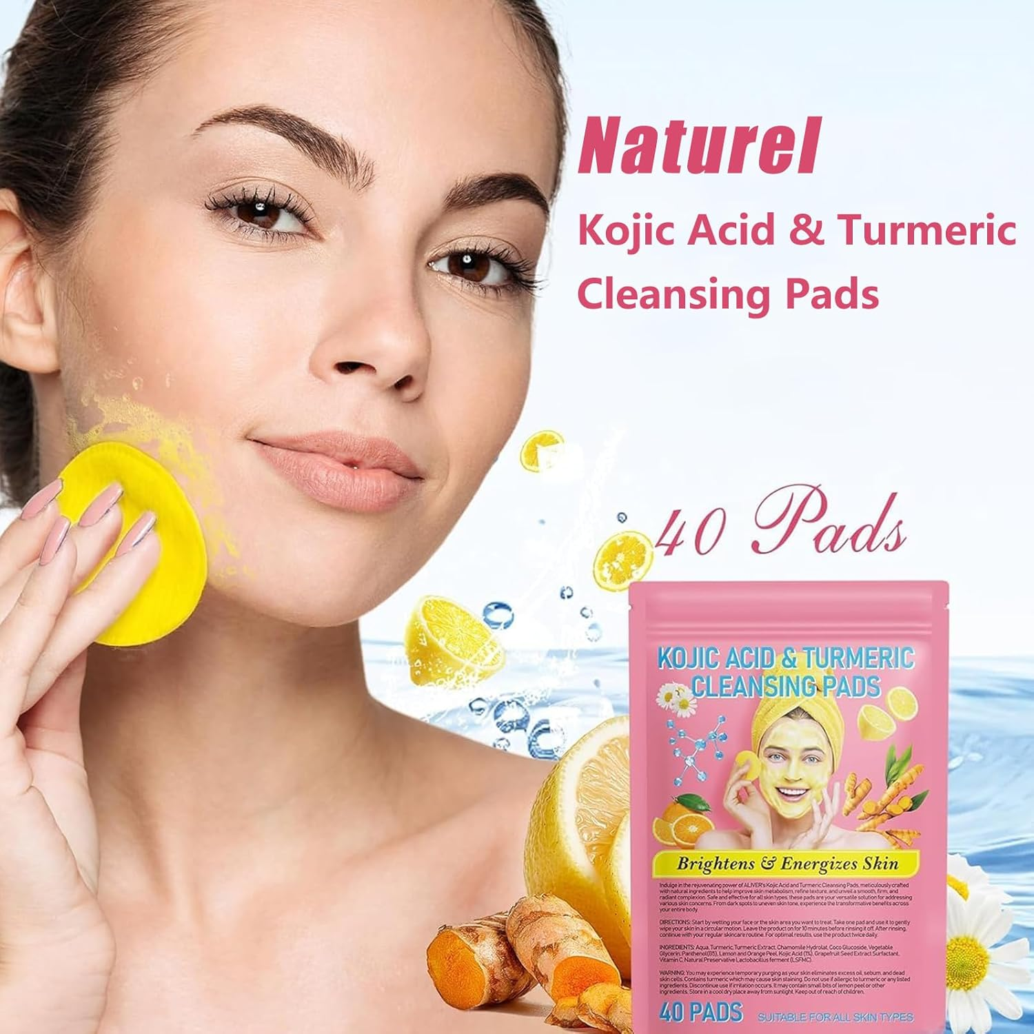 80Pcs Exfoliating Kojic Acid and Turmeric Face Scrub Pads for Deep Cleansing and Oil Control image number 1
