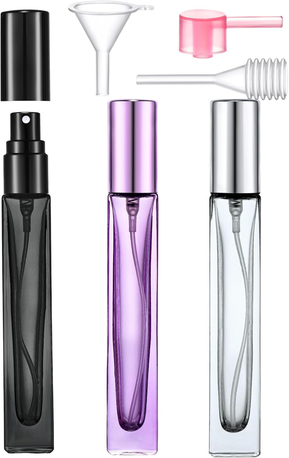 Yikimyfo Travel Perfume Spray Bottle, 4 Pcs(3Ml+5Ml+9Ml+10Ml) Leakproof Cologne Travel Bottle Refillable Perfume Bottle Fine Mist Perfume Atomizer Mini Spray Bottles Fragrance Bottle