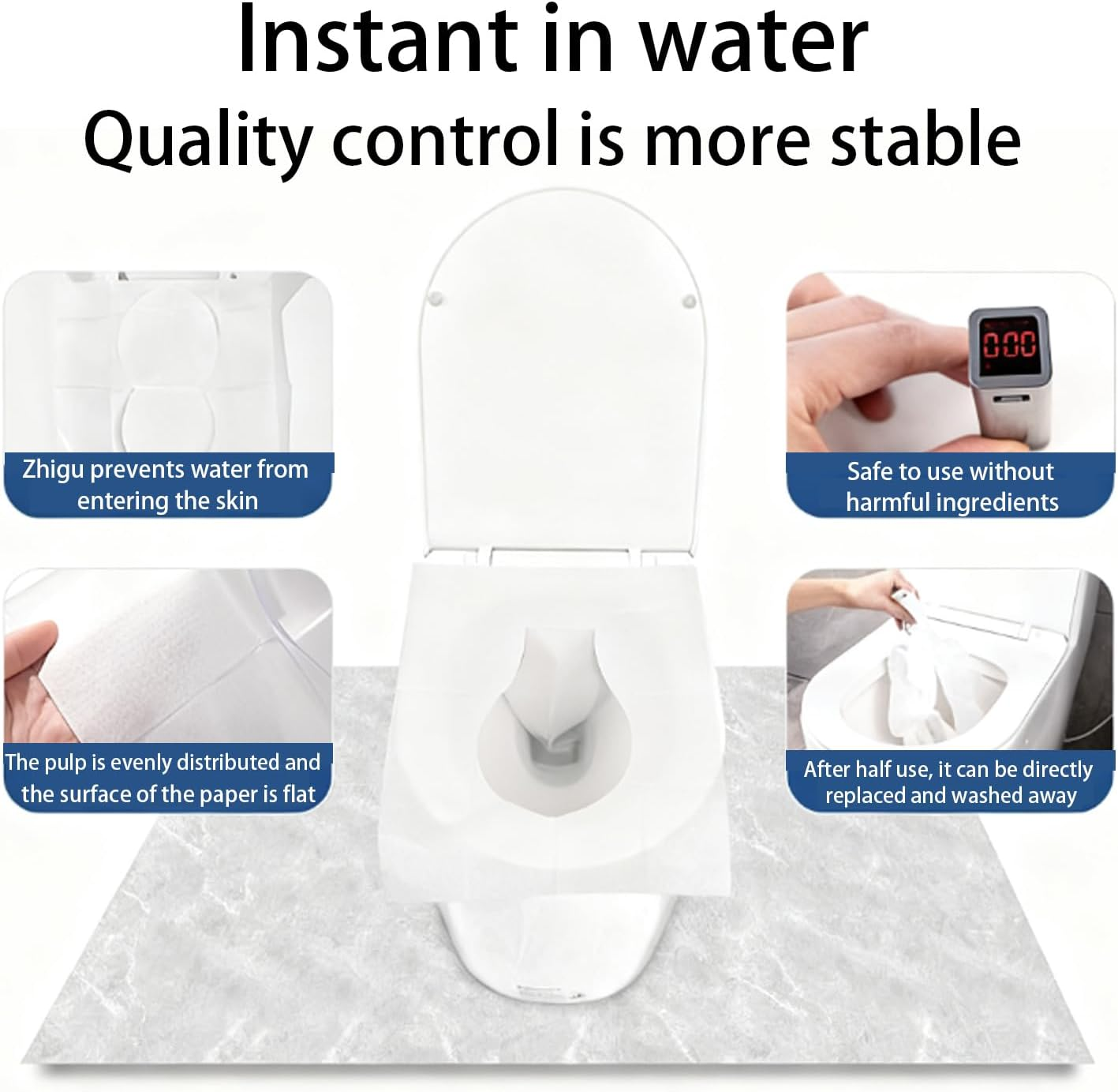 100-Count Toilet Seat Covers Disposable, Universal Size 38X46Cm, Waterproof, Washable, Essential for Travel in Public Restrooms, Suitable for Use in Public Restrooms, Airplanes, and Camping image number 3