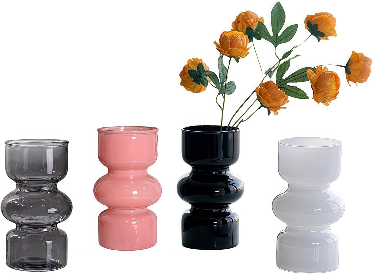 Stained Glass Bud Vase Set of 4, Glass Vases, Vase Decoration，Vintage Style 18Cm Tall Flower Vases for Wedding Tables & Home Decorations. image number 2