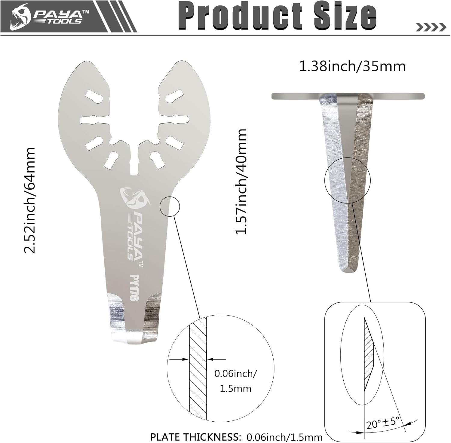 PAYA Multitool Saw Blades Oscillating Blade for Removing Windscreen Sealant Sealant Adhesive Cleaning Knife E-Cut Accessories PY176 2-Piece Set image number 5
