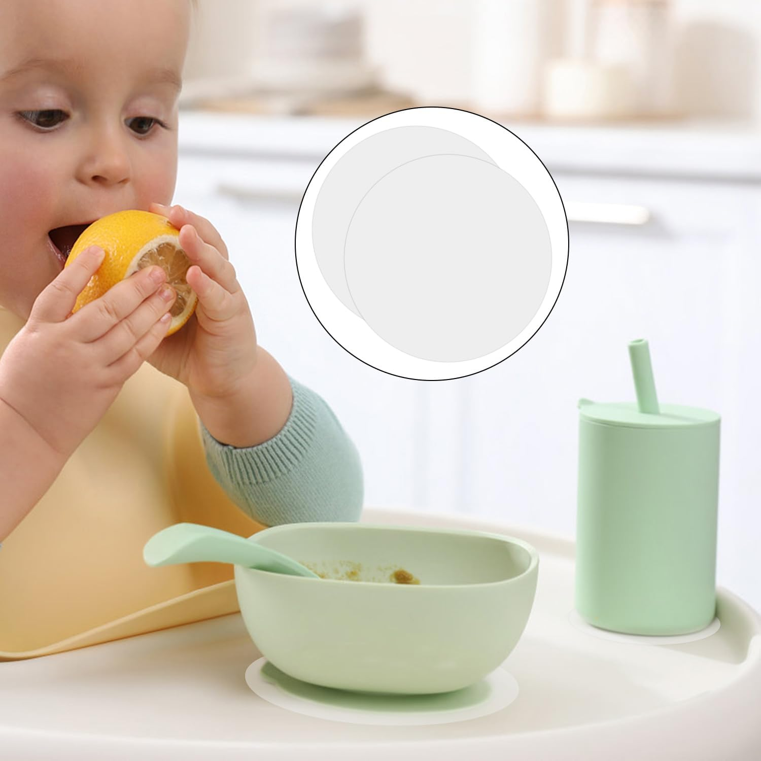 9Pcs Transparent Suction Stickers for Stokke Tripp Trapp Tray, round & Rectangle Strong Suction Fixer Adhesive Tray Sticker for High Chairs Baby Plates Bowls & Toys Stability image number 4