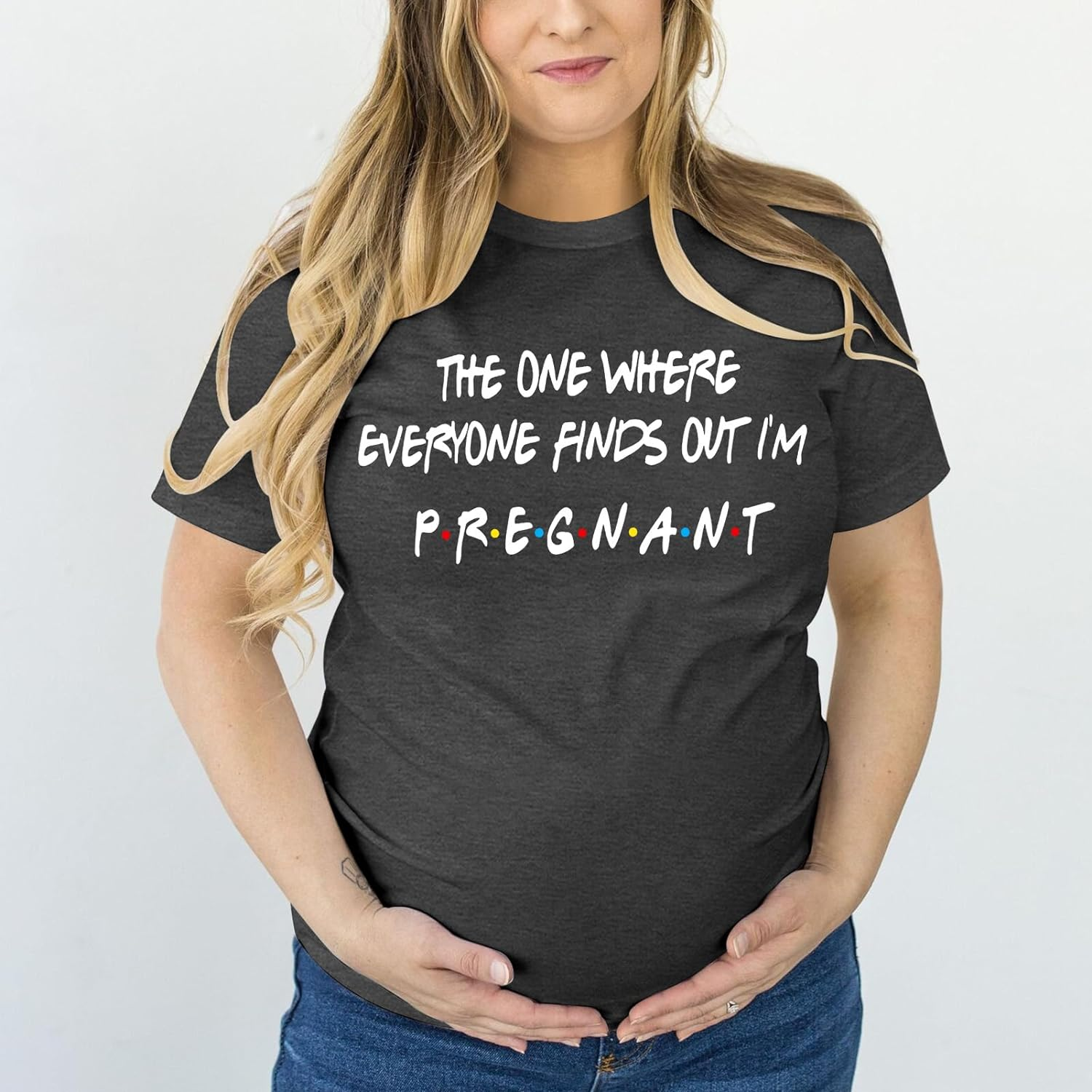Pregnancy Announcement Shirts Women I'M Pregant T-Shirt Pregnant Mom T Shirt Funny Maternity Letter Print Tees image number 2