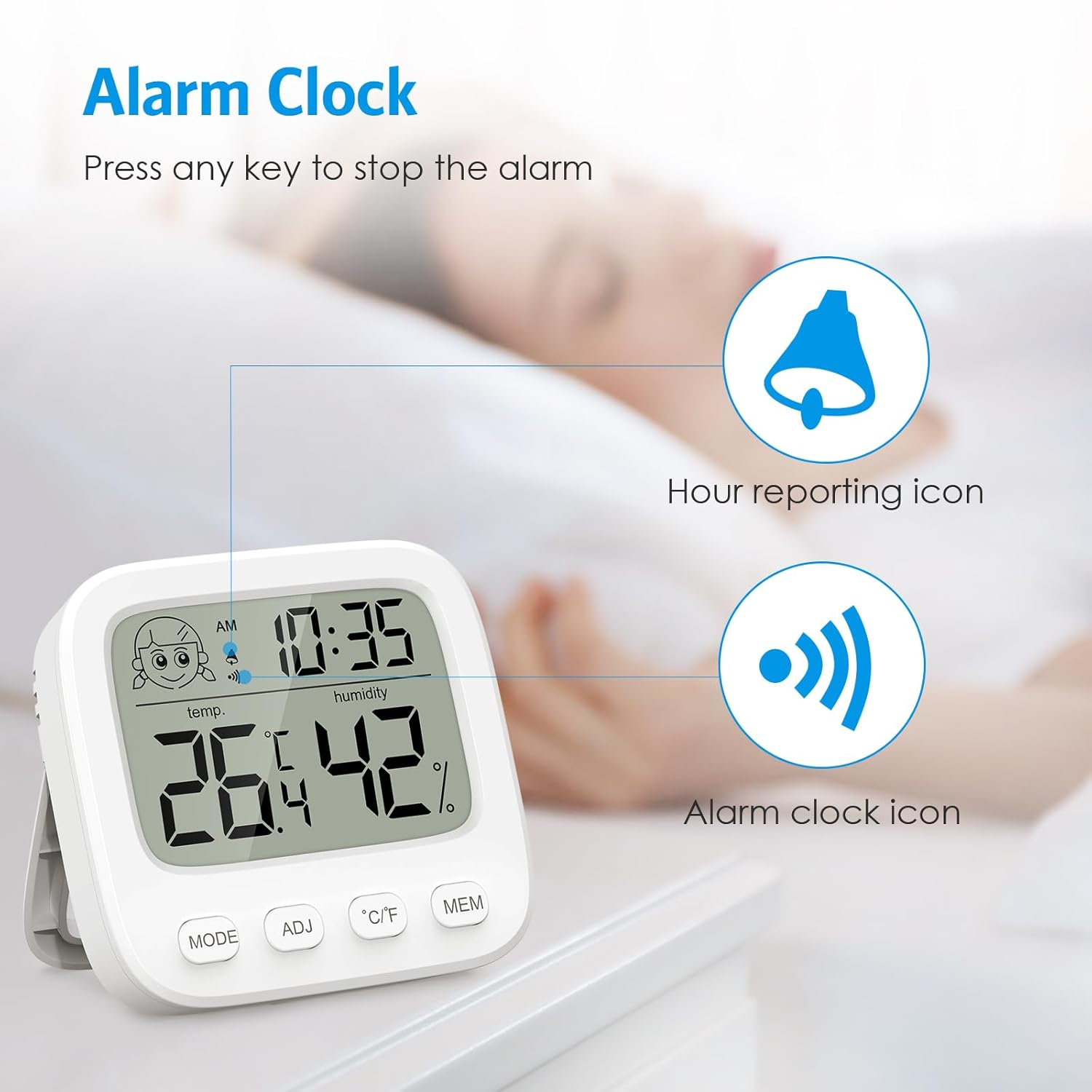 AMIR Digital Hygrometer Thermometer Indoor, Room Thermometer and Humidity Gauge with Temperature Humidity Monitor, Clock, ℃/℉ Function, 12/24H, Date, for Home, Garage, Greenhouse