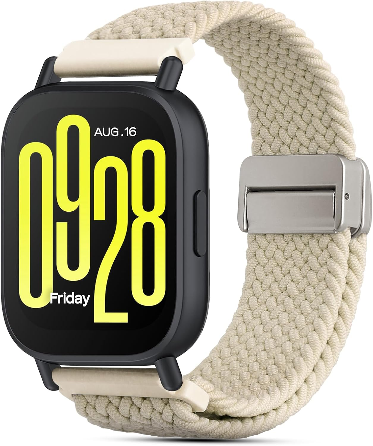 CHANRASI 22 Mm Braided Bracelet Compatible with Xiaomi Redmi Watch 5 Active/5 Lite, Elastic Nylon Bracelets with Magnetic Closure for Xiaomi Redmi Watch 5 Active/5 Lite, Black