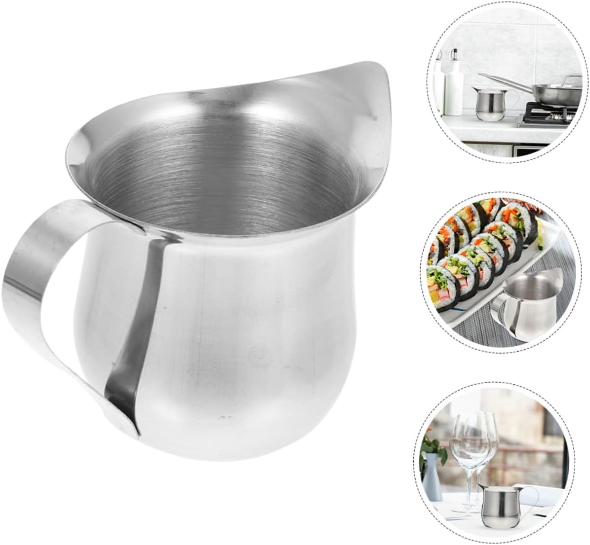 LAPYAPPE 3Pcs Stainless Steel Milk Frothing Pitchers Small Coffee Milk Jug for Steaming Latte Art Espresso Portable and Easy to Clean for Home and Professional Use image number 3