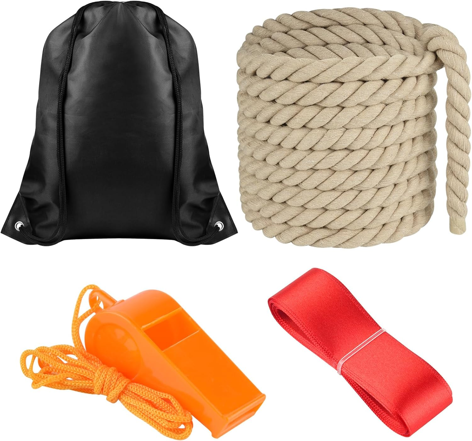 NEBURORA 20FT Tug of War Rope for Kids and Adults Outdoor Games Field Day Family Reunion Summer outside Yard Backyard Lawn Camping Picnic Carnival Party Games Khaki - Blue image number 4