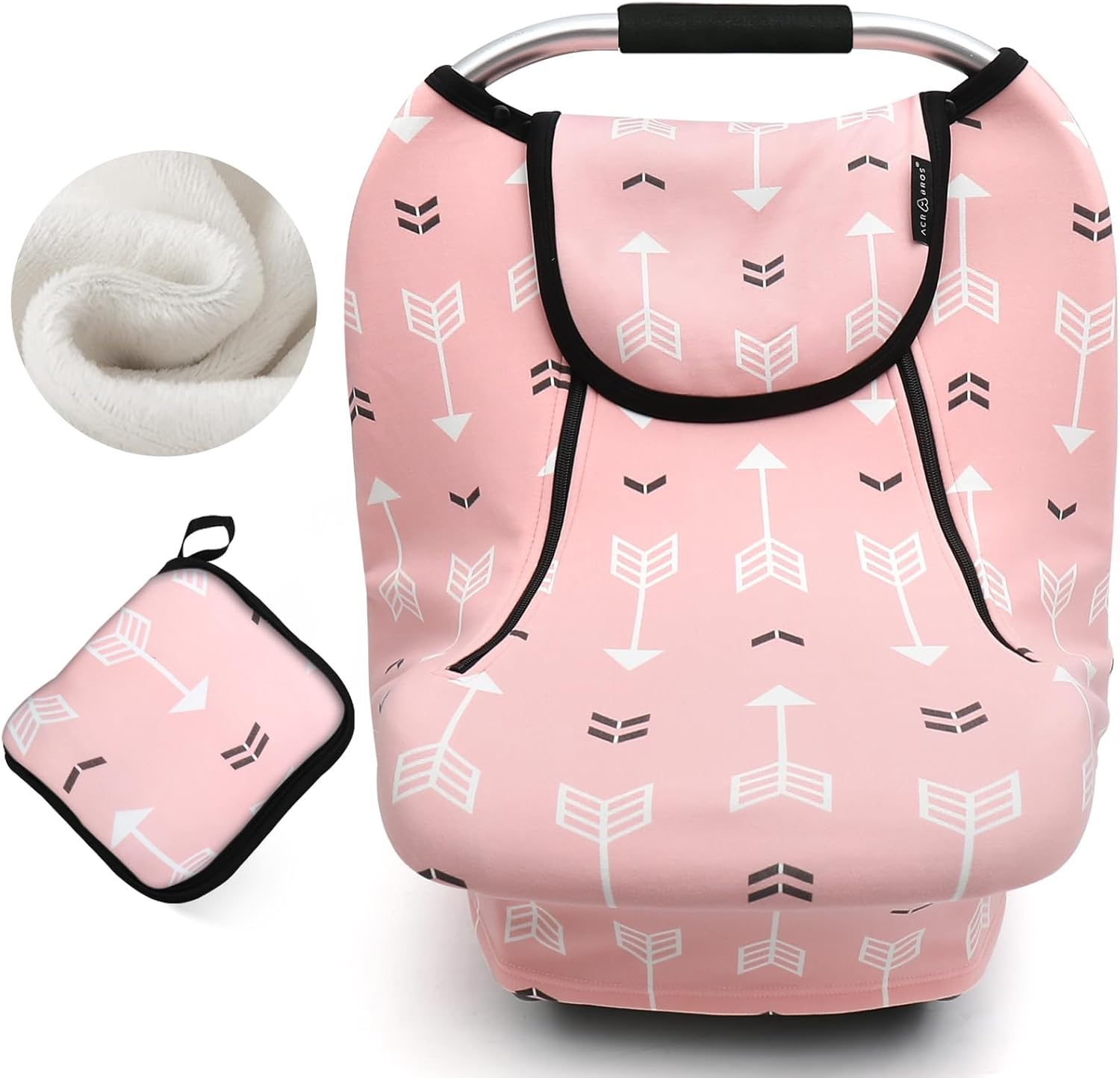 Stretchy Baby Car Seat Covers for Boys Girls Infant Car Canopy Spring Autumn Winter Snug Warm Breathable Windproof Adjustable Peep Windowinsect Freeuniversal Fitpink Arrowshower