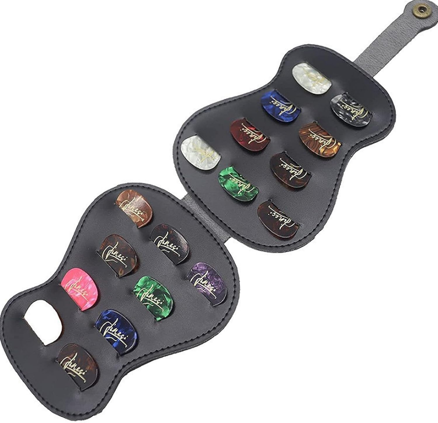 TRADERPLUS Guitar Pick Holder Case 18 Pieces Picks Storage Pouch Box PU Leather Plectrums Bag Gift for Guitar Players image number 4