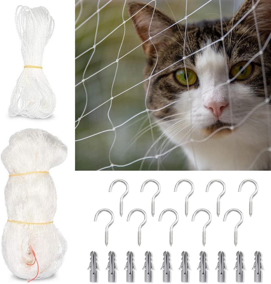 Geluode Cat Safety Net for Balcony and Windows, Transparent Cat Protection Net, Durable, Bite and Tear-Resistant, Includes Fixing Set 2 X 1.5 image number 6