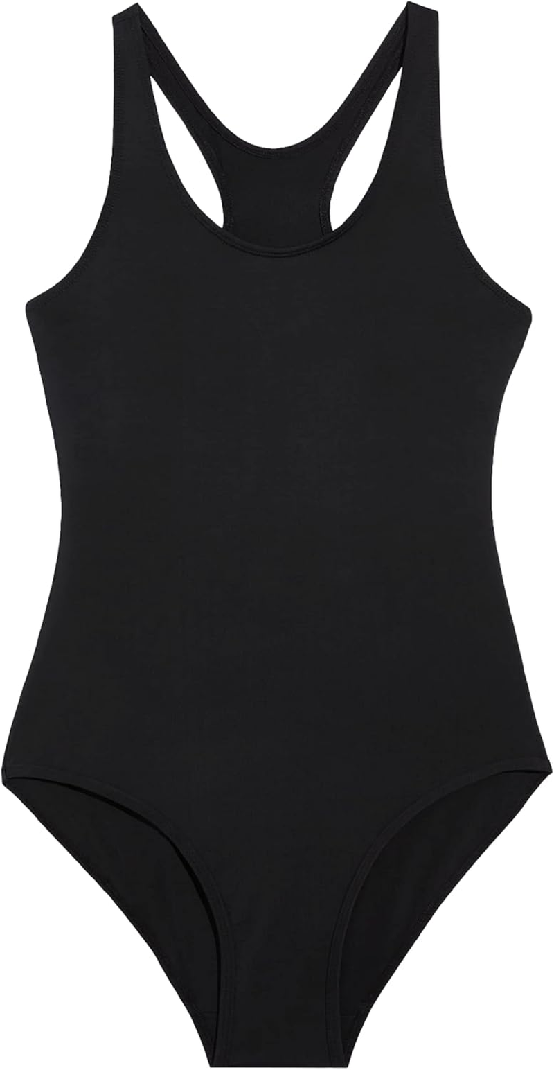 ANXINGJU Kt Teen Period Swim Sport One-Piece - Period Swimwear for Teens - Black (Black,Large)