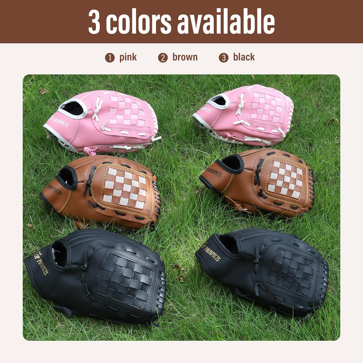 Top Prospects Premium Leather Baseball Glove with Free Baseball &ndash; Ideal for Youth & Softball &ndash; Durable Baseball Mitt for All Positions image number 1