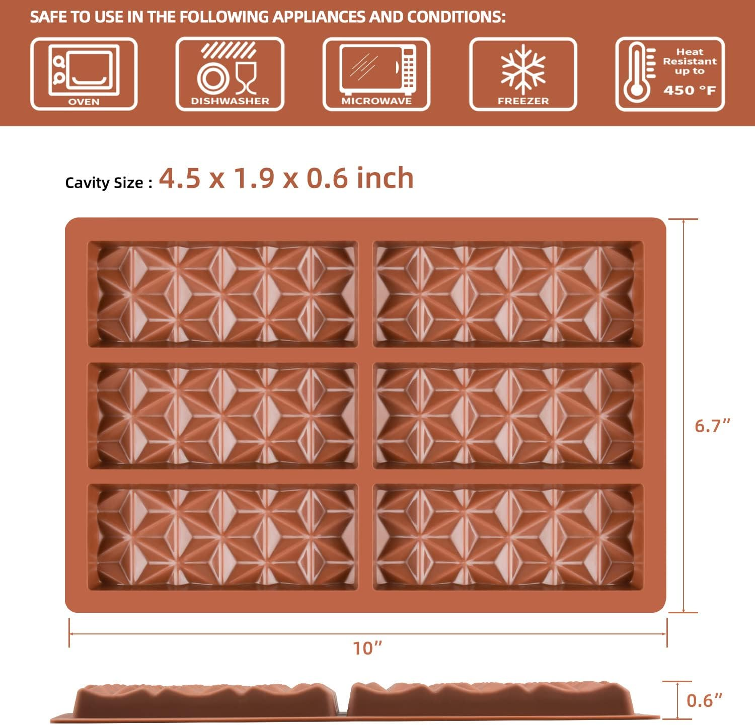 Fimary 2 Pcs Break Apart Chocolate Molds Silicone Deep, Stuffed Candy Bar Molds Silicone Shapes, Silicone Molds for Wax Melts Large(Pyramid) image number 4