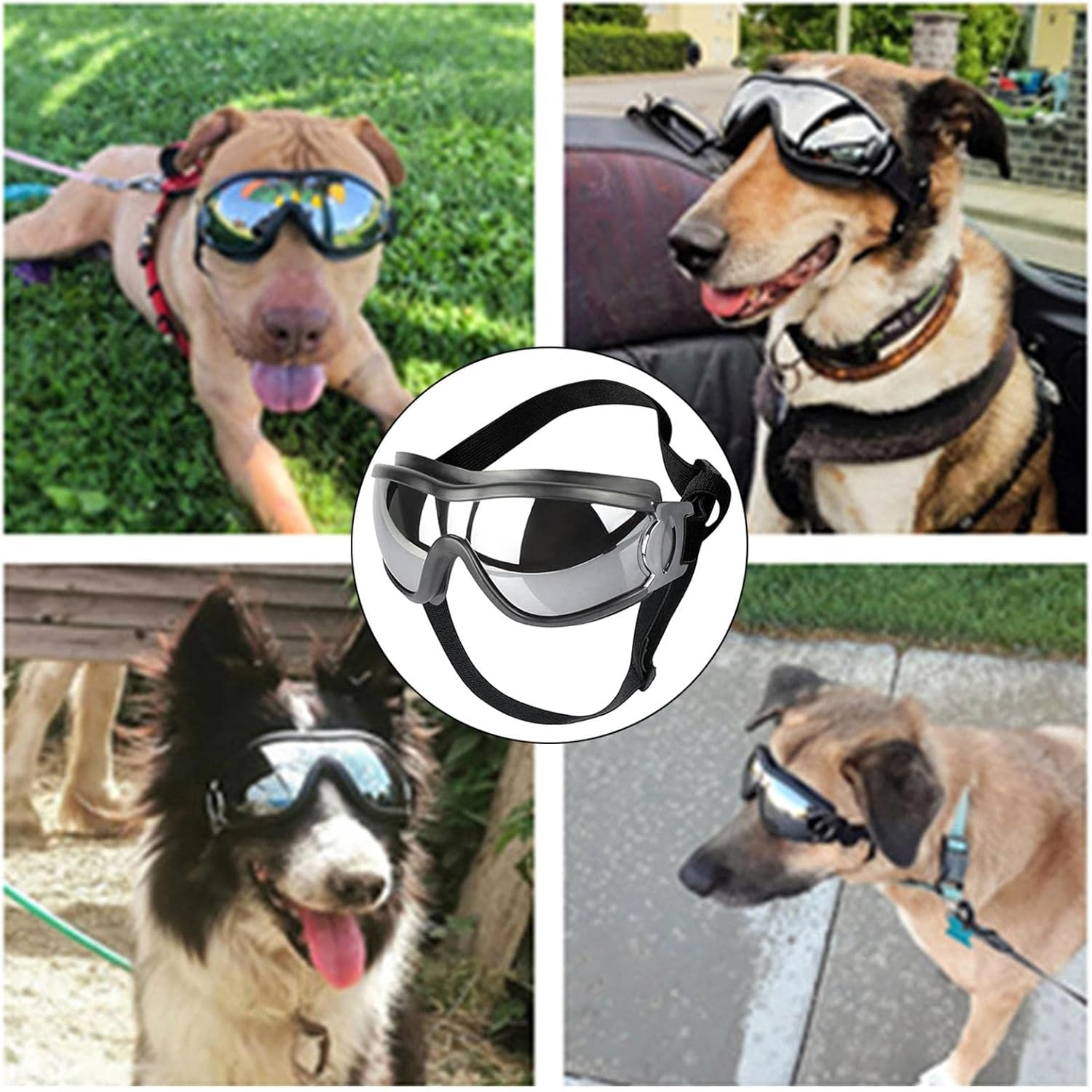 Flameer Dog Sunglasses Dog Goggles Adjustable Strap for Travel Skiing and Dog by Car Goggles Pet Goggles for Large Dog image number 3