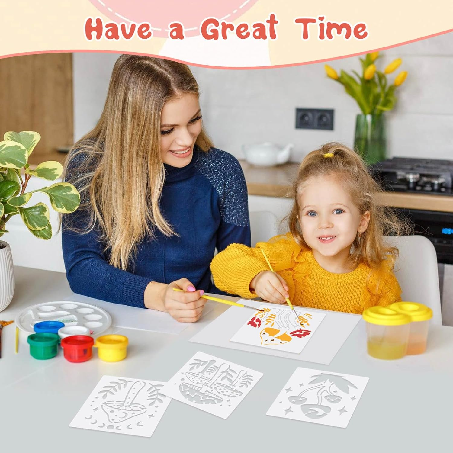 Dayker 12PCS Mushroom Stencils, Reusable Plastic Craft Stencil, Mushrooms Moon Plants Drawing Template, DIY Art Decor for Painting on Wall Canvas