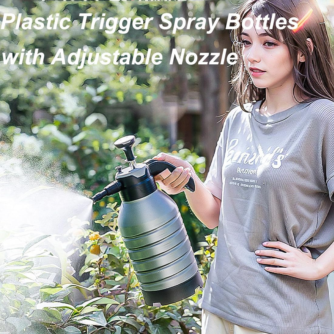 Plastic Trigger Spray Bottles with Adjustable Nozzle, Plastic Spray Bottles, Spray Bottle for Plants, for Outdoor Indoor Plants and Cleaning Work (Grey) image number 4