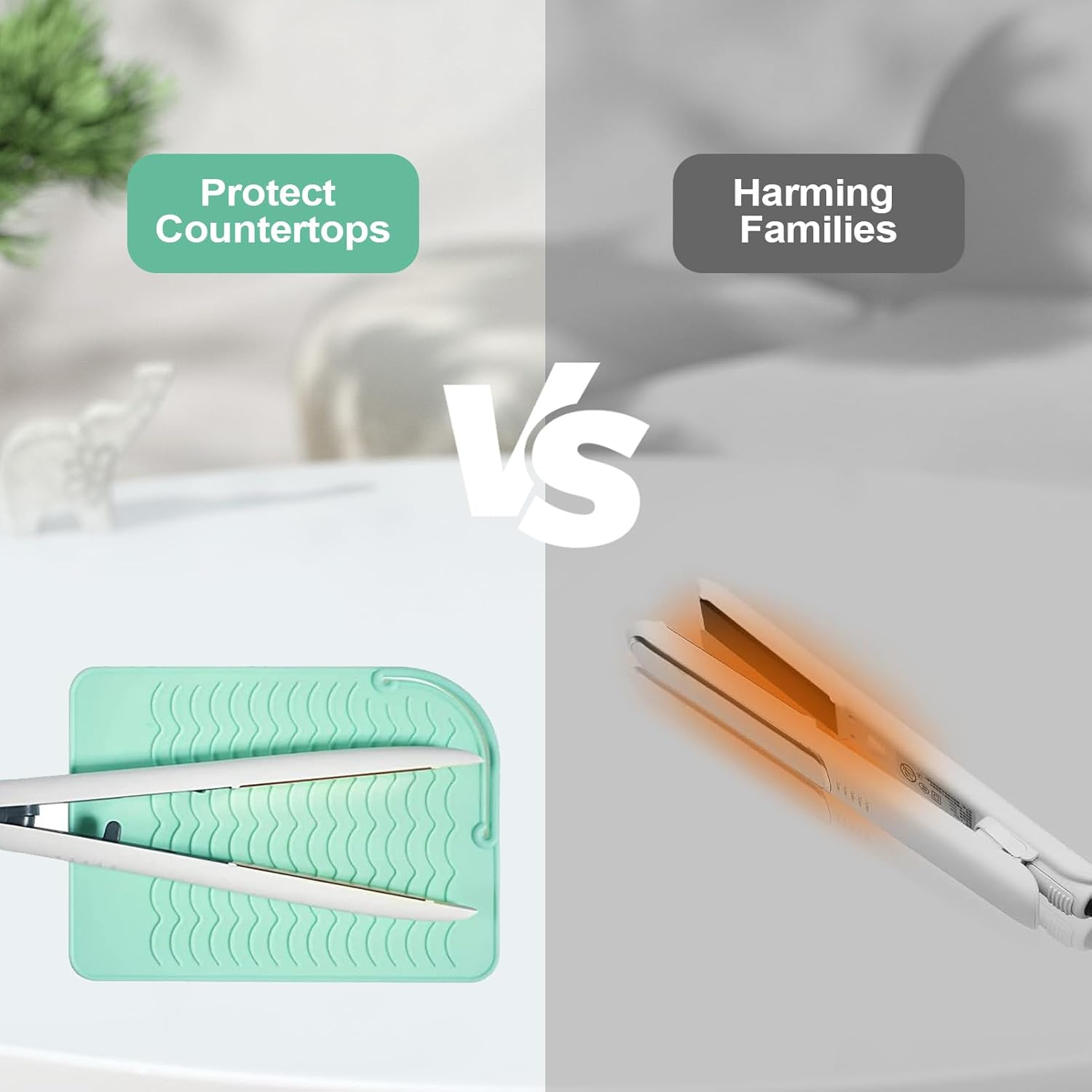 Curling Iron Pad Heat Resistant | Silicone Heat-Proof Mat and Protective Cover for Flat and Curling Irons | Portable Travel Pad for Hair Styling Tools, Home, Salon Use