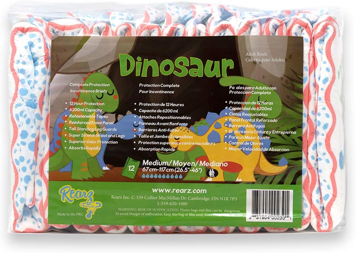 Rearz - Dinosaur - Elite Adult Diapers (12 Pack) (Medium) image number 2