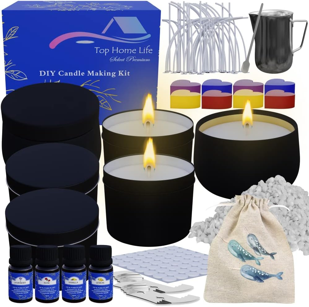 DIY Organicz Scented Candle Making Kit for Beginners to Pro | Luxury 4 Pleasant Scents | Soy Wax Candle Kit | 50 Candle Wicks | 6 Metal Tins | Candle Making Supplies Pouring Pot | Gifts for Women | Home D&eacute;cor Products image number 4