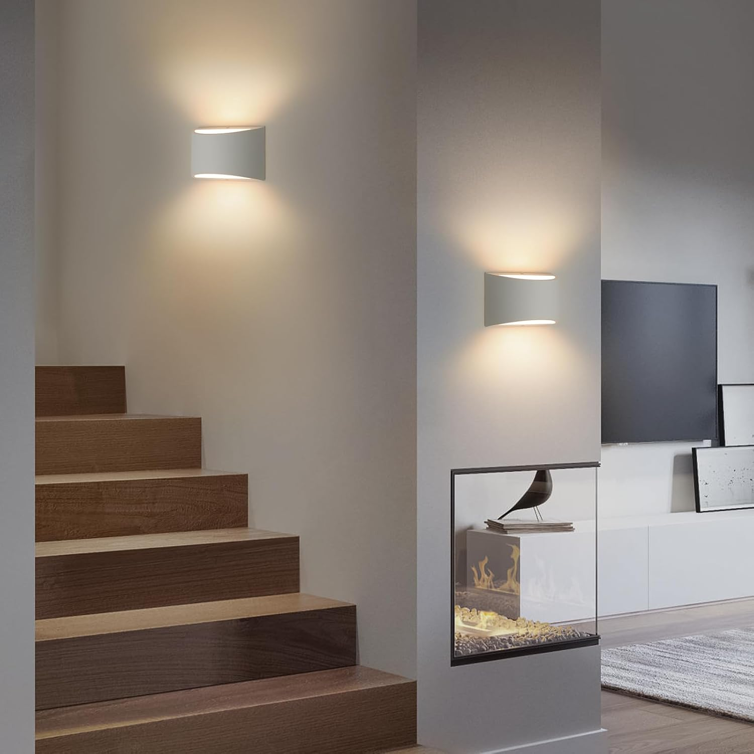 Pheashine Indoor Wall Light, 7W Warm White LED Modern Plaster Wall Lights, Decorative up and down Wall Lamp Sconce for Living Room, Bedroom, Corridor, Stairs, Pathway (G9 LED Bulb Include) image number 2