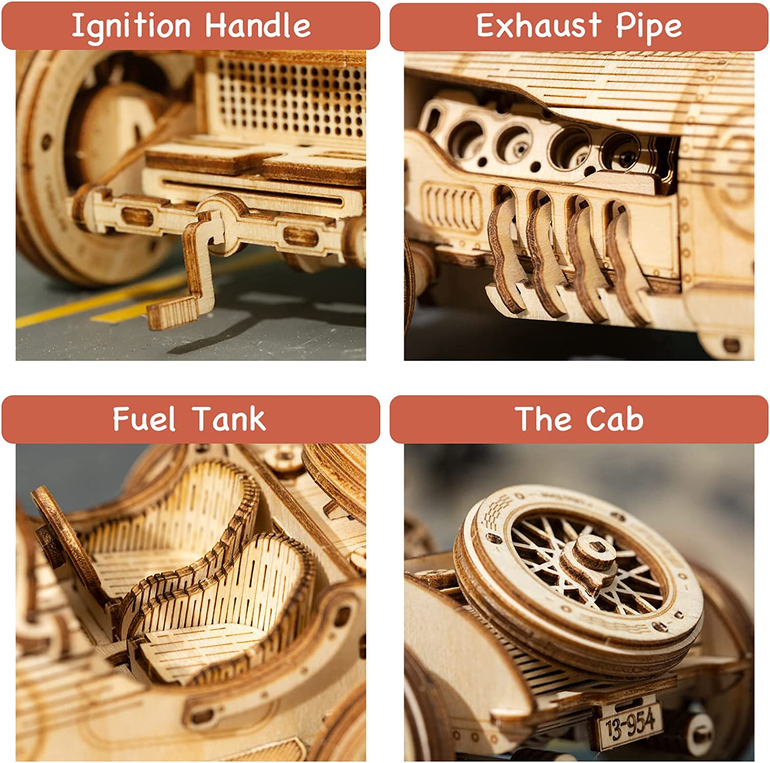 ROKR 3D Wooden Puzzles for Adults Mechanical Models Kits to Build (Grand Prix Car) image number 2