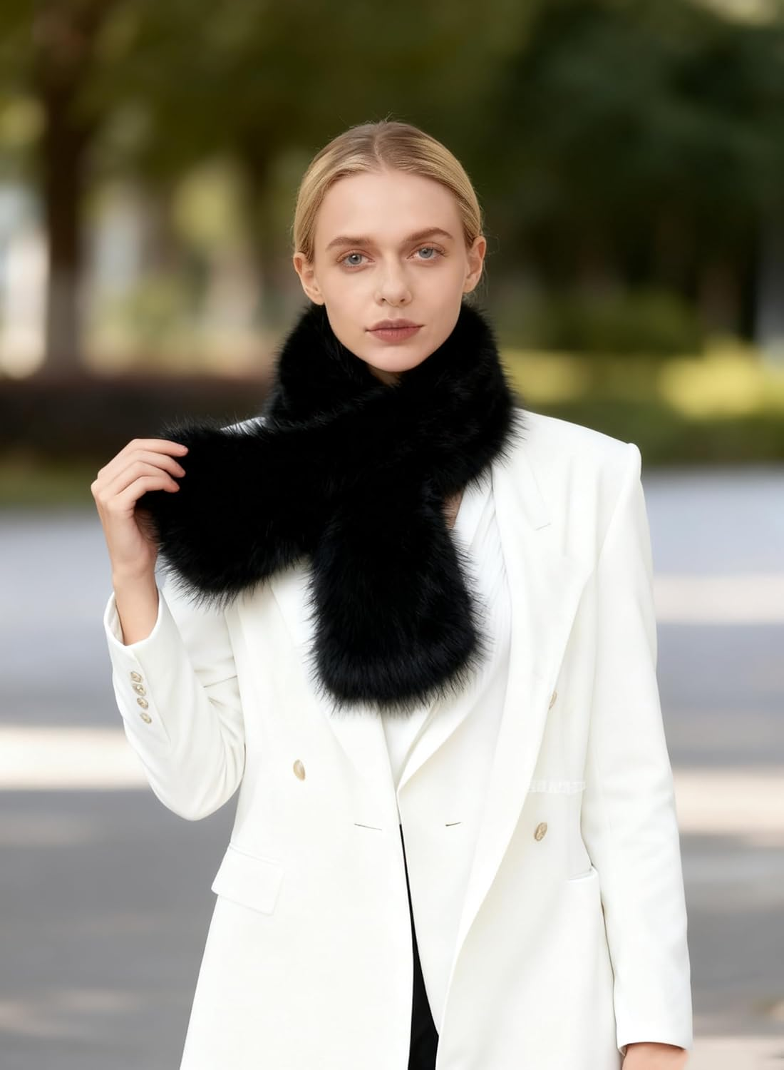 Lina & Lily Women'S Winter Pull-Through Neck Scarf Long Pile Faux Fur image number 3