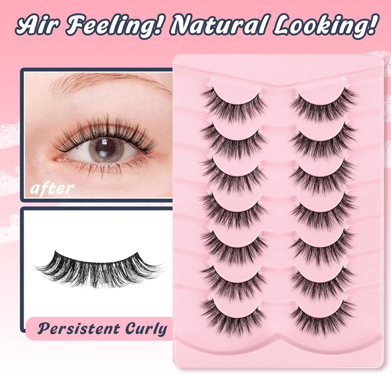 Eyelashes, Cat Eye Lashes, 15 Mm False Eyelashes, 3D Volume Fake Lashes, Natural Eyelashes, Thin Band, Wispy Eyelashes, Eyelash Extensions, C Curl Eyelashes, Siligli False Lashes Pack, 7 Pairs