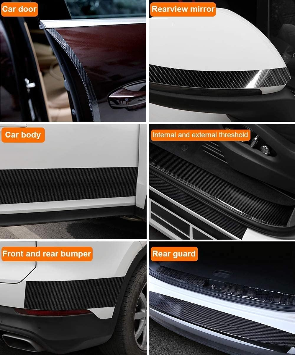 Universal Car Door Sill Sticker Edge Protection (5 Cm X 5 M Black) Carbon Fibre Pattern Anti-Scratch Sticker for Car Door Edge Protection/Front and Rear Bumper Protection/Door Sill Protection image number 3