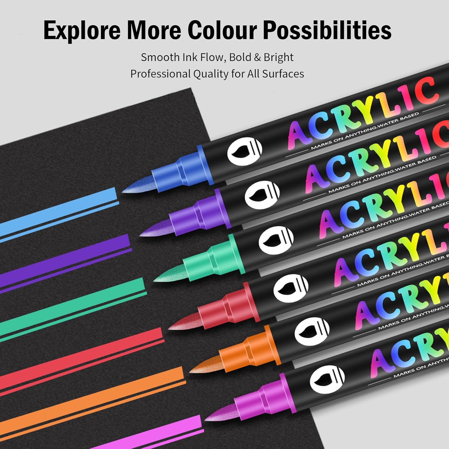 Dual Tip Acrylic Paint Markers, 36 Pens 72 Colors, Water-Based Quick-Dry Opaque Art Markers for Rock Painting, Glass, Wood, Ceramic, DIY Crafts, Scrapbooking, Canvas, Adult Art Supplies, 1Mm/5Mm Tip