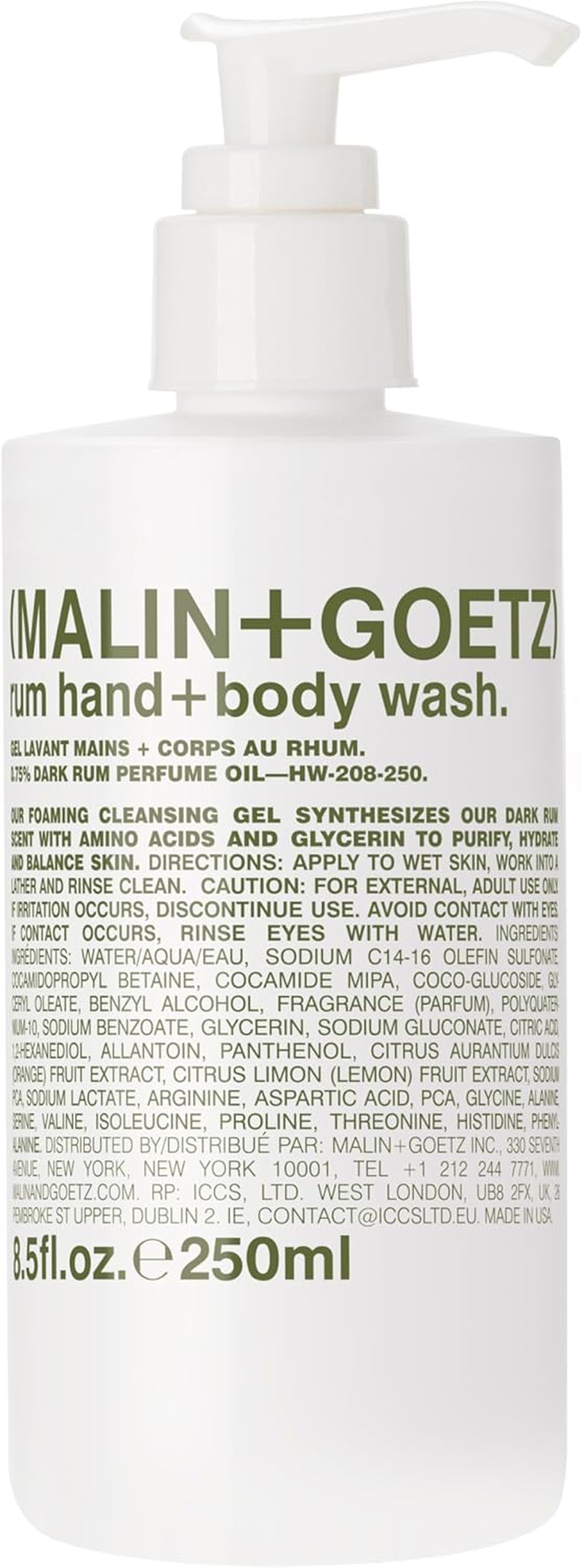 MALIN+GOETZ Hand + Body Wash - 250 Ml (Pack Of 1), Fresh